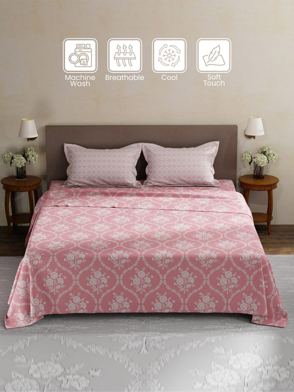 100% Cotton King Bedsheet Set, 180 TC Printed, Pristine Collection