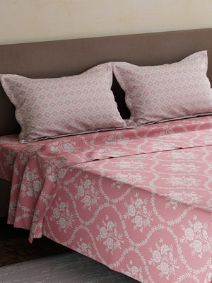 100% Cotton King Bedsheet Set, 180 TC Printed, Pristine Collection