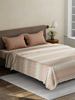 100% Cotton King Bedsheet Set, 180 TC Printed, Pristine Collection