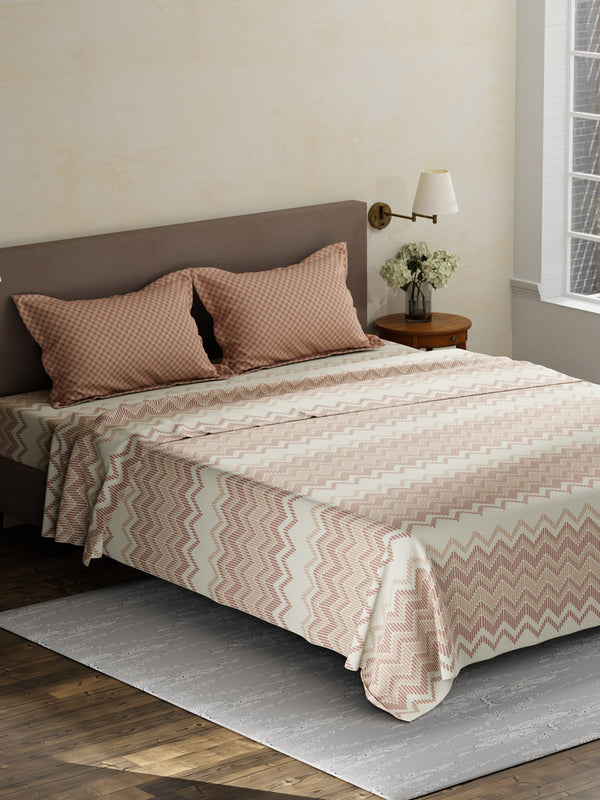 100% Cotton King Bedsheet Set, 180 TC Printed, Pristine Collection