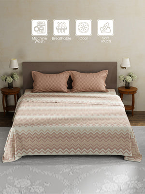 100% Cotton King Bedsheet Set, 180 TC Printed, Pristine Collection