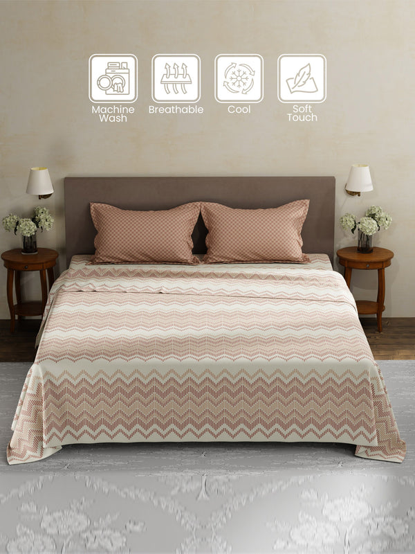 100% Cotton King Bedsheet Set, 180 TC Printed, Pristine Collection