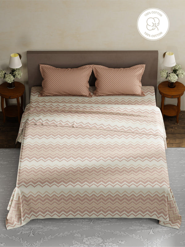 100% Cotton King Bedsheet Set, 180 TC Printed, Pristine Collection