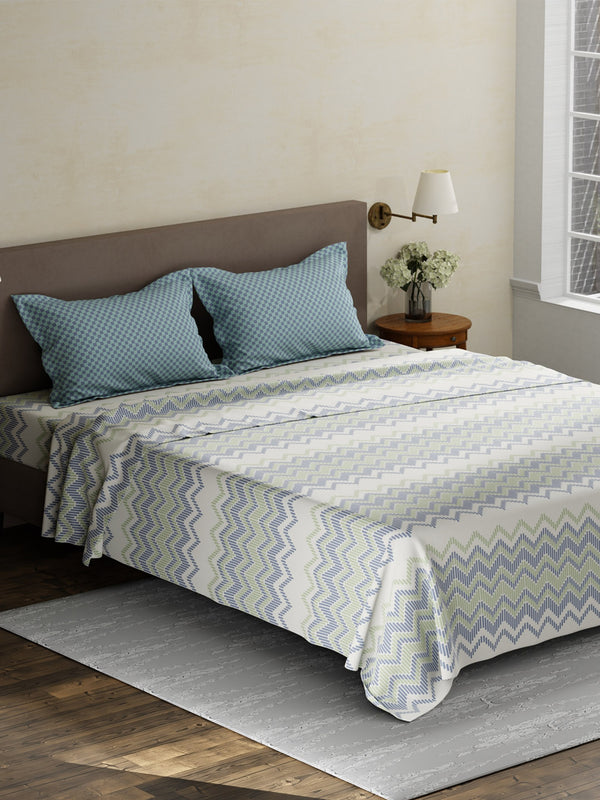 100% Cotton King Bedsheet Set, 180 TC Printed, Pristine Collection