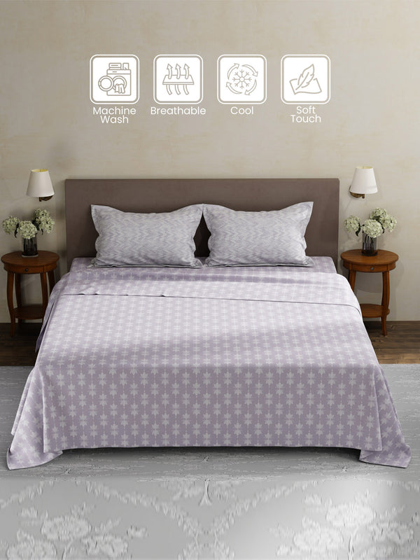 100% Cotton King Bedsheet Set, 180 TC Printed, Pristine Collection