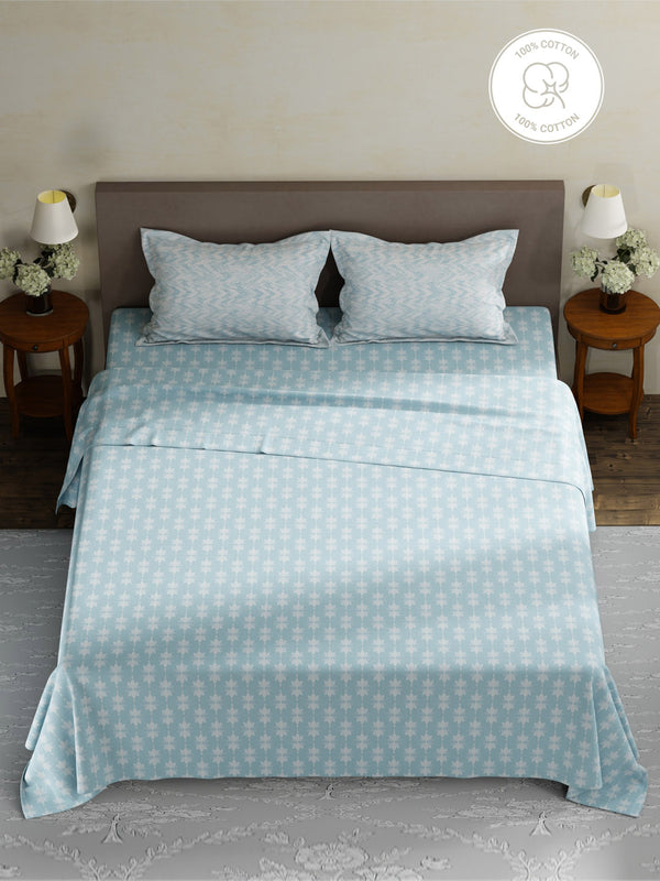 100% Cotton King Bedsheet Set, 180 TC Printed, Pristine Collection
