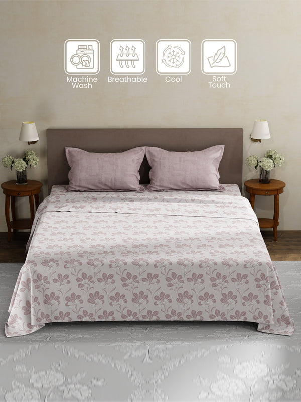 100% Cotton King Bedsheet Set, 180 TC Printed, Pristine Collection