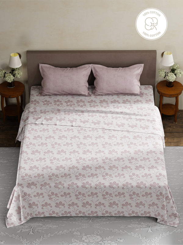 100% Cotton King Bedsheet Set, 180 TC Printed, Pristine Collection