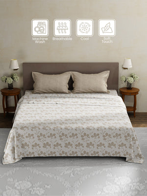 100% Cotton King Bedsheet Set, 180 TC Printed, Pristine Collection