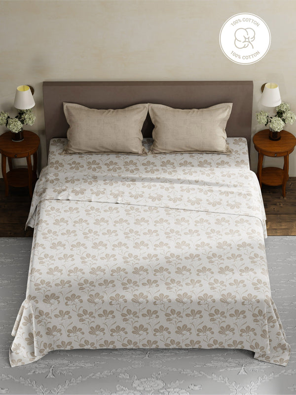 100% Cotton King Bedsheet Set, 180 TC Printed, Pristine Collection