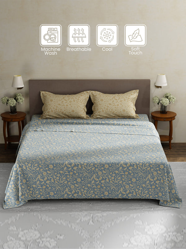 100% Cotton King Bedsheet Set, 180 TC Printed, Pristine Collection