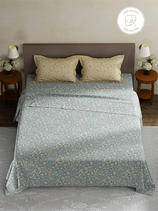 100% Cotton King Bedsheet Set, 180 TC Printed, Pristine Collection