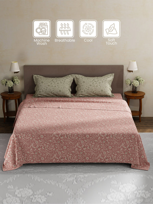 100% Cotton King Bedsheet Set, 180 TC Printed, Pristine Collection