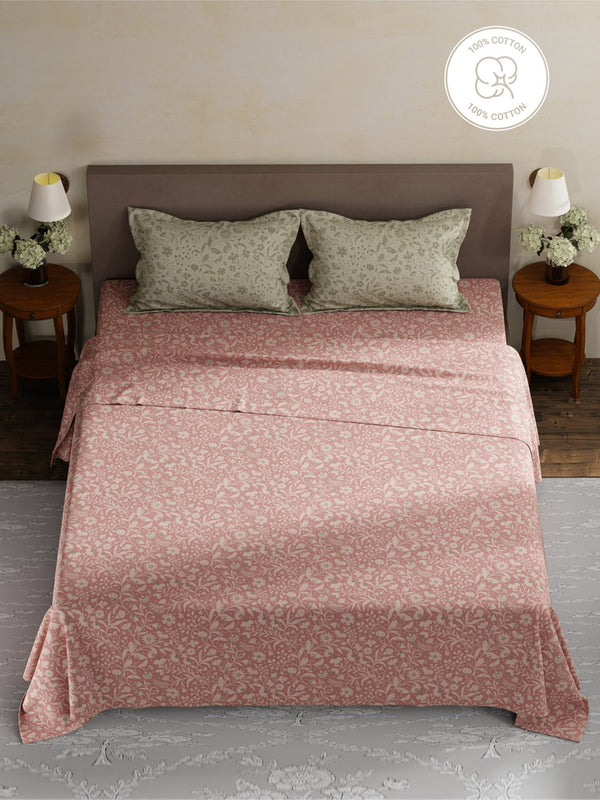 100% Cotton King Bedsheet Set, 180 TC Printed, Pristine Collection