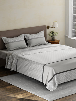 100% Cotton King Bedsheet Set, 180 TC Printed, Pristine Collection