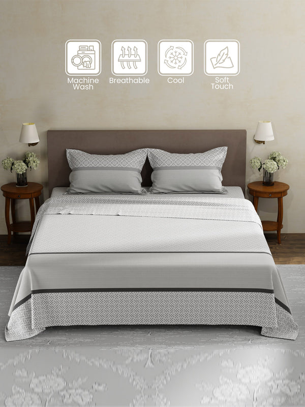 100% Cotton King Bedsheet Set, 180 TC Printed, Pristine Collection