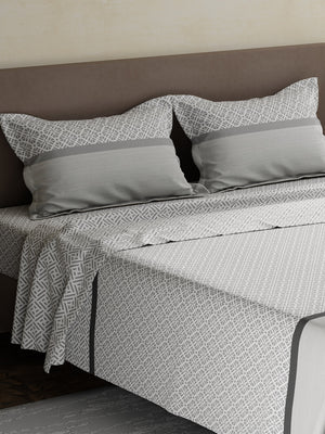 100% Cotton King Bedsheet Set, 180 TC Printed, Pristine Collection