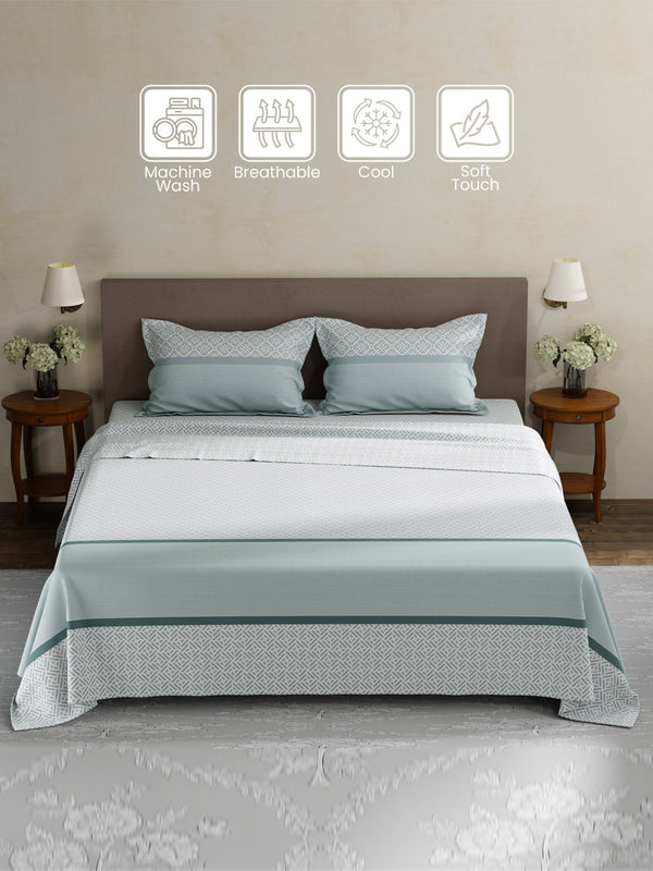 100% Cotton King Bedsheet Set, 180 TC Printed, Pristine Collection