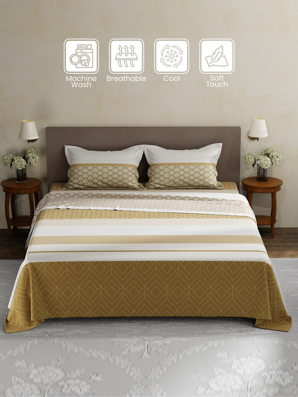 100% Cotton King Bedsheet Set, 180 TC Printed, Pristine Collection