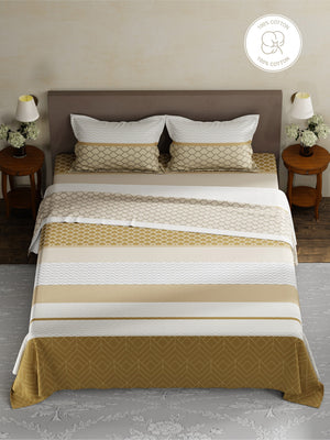 100% Cotton King Bedsheet Set, 180 TC Printed, Pristine Collection
