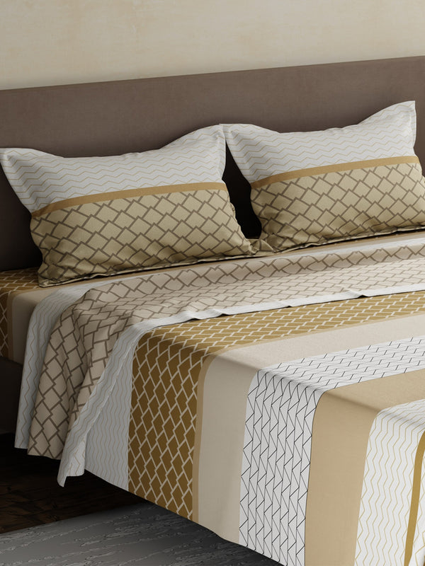 100% Cotton King Bedsheet Set, 180 TC Printed, Pristine Collection