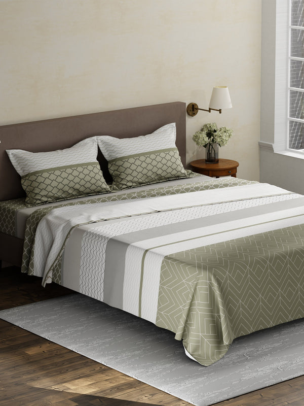 100% Cotton King Bedsheet Set, 180 TC Printed, Pristine Collection