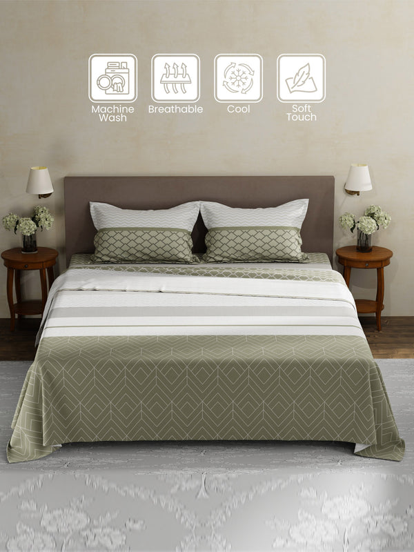 100% Cotton King Bedsheet Set, 180 TC Printed, Pristine Collection