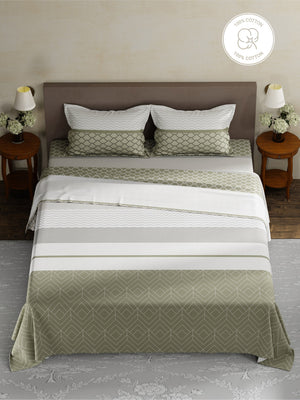 100% Cotton King Bedsheet Set, 180 TC Printed, Pristine Collection