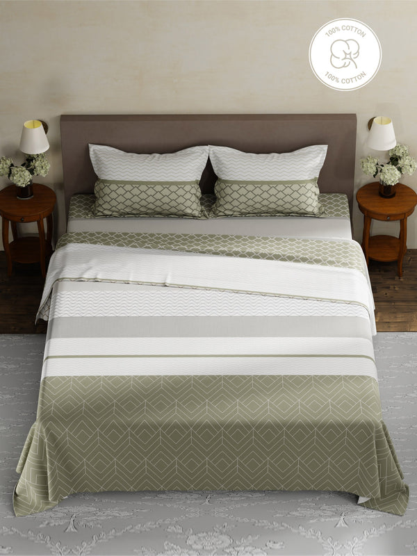 100% Cotton King Bedsheet Set, 180 TC Printed, Pristine Collection