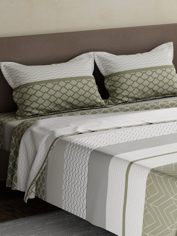 100% Cotton King Bedsheet Set, 180 TC Printed, Pristine Collection