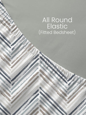 100% Cotton King Fitted Sheet Set, 180 TC Printed, Pristine Collection