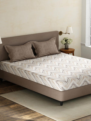 100% Cotton King Fitted Sheet Set, 180 TC Printed, Pristine Collection