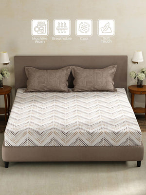 100% Cotton King Fitted Sheet Set, 180 TC Printed, Pristine Collection