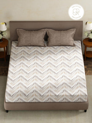 100% Cotton King Fitted Sheet Set, 180 TC Printed, Pristine Collection