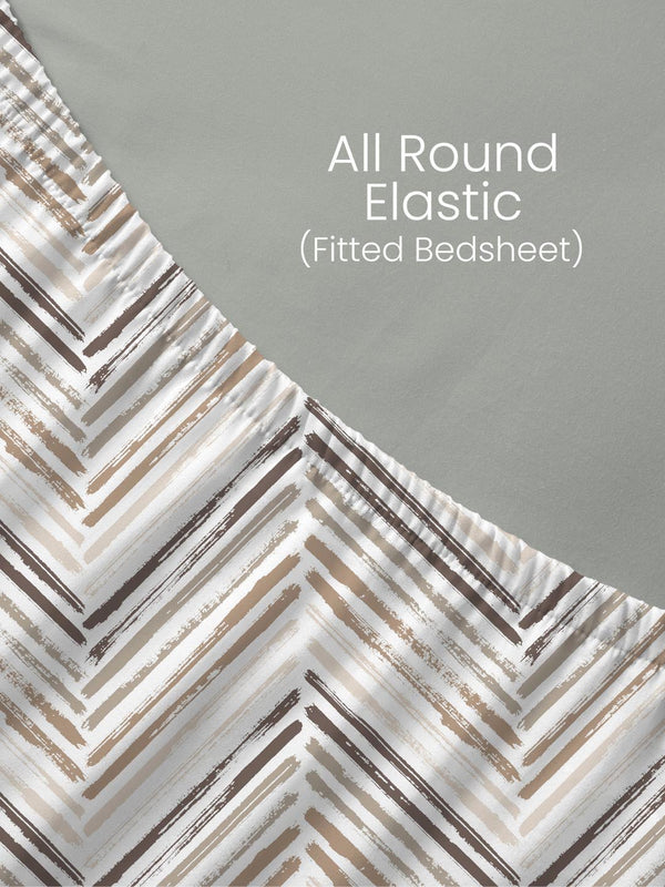 100% Cotton King Fitted Sheet Set, 180 TC Printed, Pristine Collection