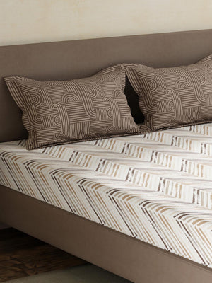 100% Cotton King Fitted Sheet Set, 180 TC Printed, Pristine Collection