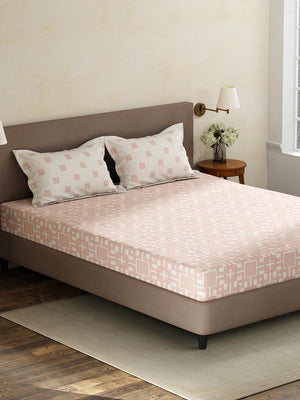 100% Cotton King Fitted Sheet Set, 180 TC Printed, Pristine Collection