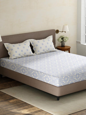 100% Cotton King Fitted Sheet Set, 180 TC Printed, Pristine Collection