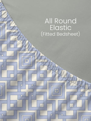 100% Cotton King Fitted Sheet Set, 180 TC Printed, Pristine Collection