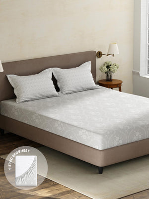 100% Cotton King Fitted Sheet Set, 180 TC Printed, Pristine Collection
