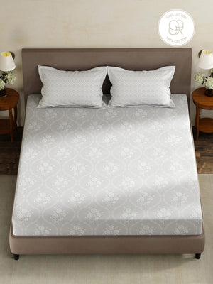 100% Cotton King Fitted Sheet Set, 180 TC Printed, Pristine Collection