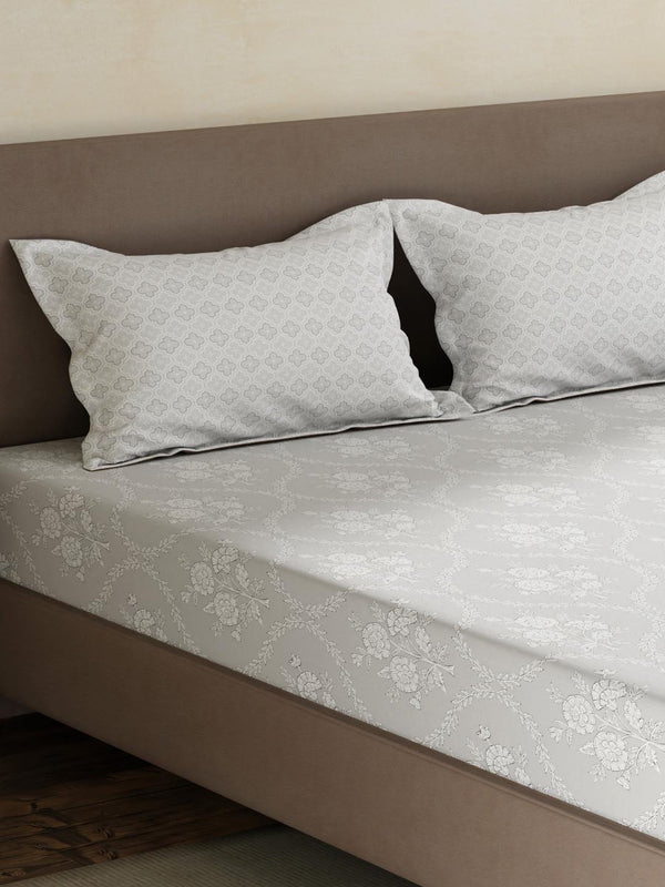 100% Cotton King Fitted Sheet Set, 180 TC Printed, Pristine Collection