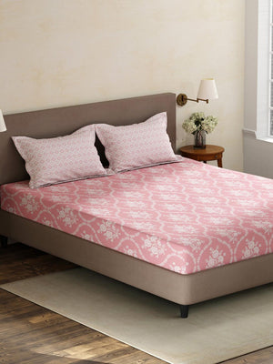 100% Cotton King Fitted Sheet Set, 180 TC Printed, Pristine Collection