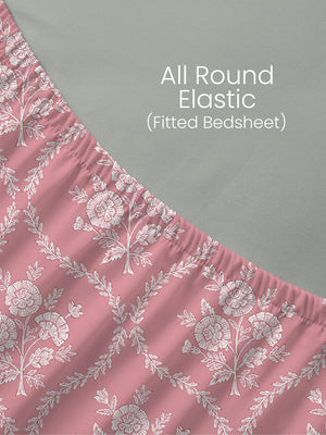 100% Cotton King Fitted Sheet Set, 180 TC Printed, Pristine Collection