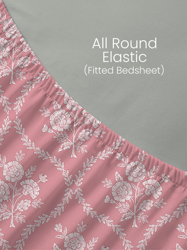 100% Cotton King Fitted Sheet Set, 180 TC Printed, Pristine Collection