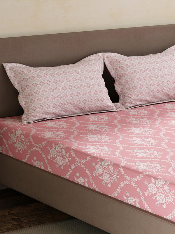 100% Cotton King Fitted Sheet Set, 180 TC Printed, Pristine Collection