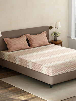 100% Cotton King Fitted Sheet Set, 180 TC Printed, Pristine Collection