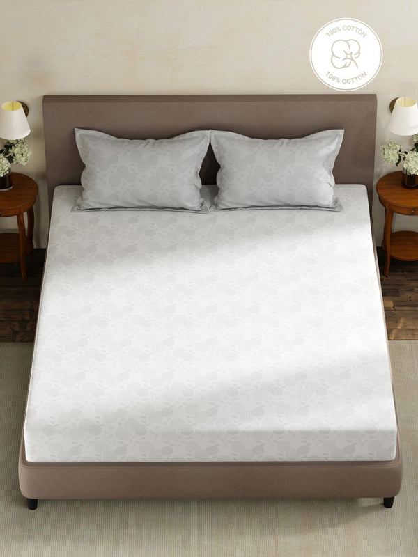 100% Cotton King Fitted Sheet Set, 180 TC Printed, Pristine Collection