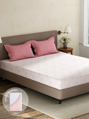 100% Cotton King Fitted Sheet Set, 180 TC Printed, Pristine Collection