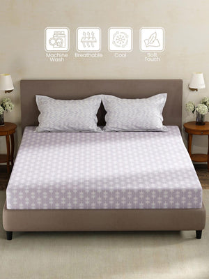 100% Cotton King Fitted Sheet Set, 180 TC Printed, Pristine Collection